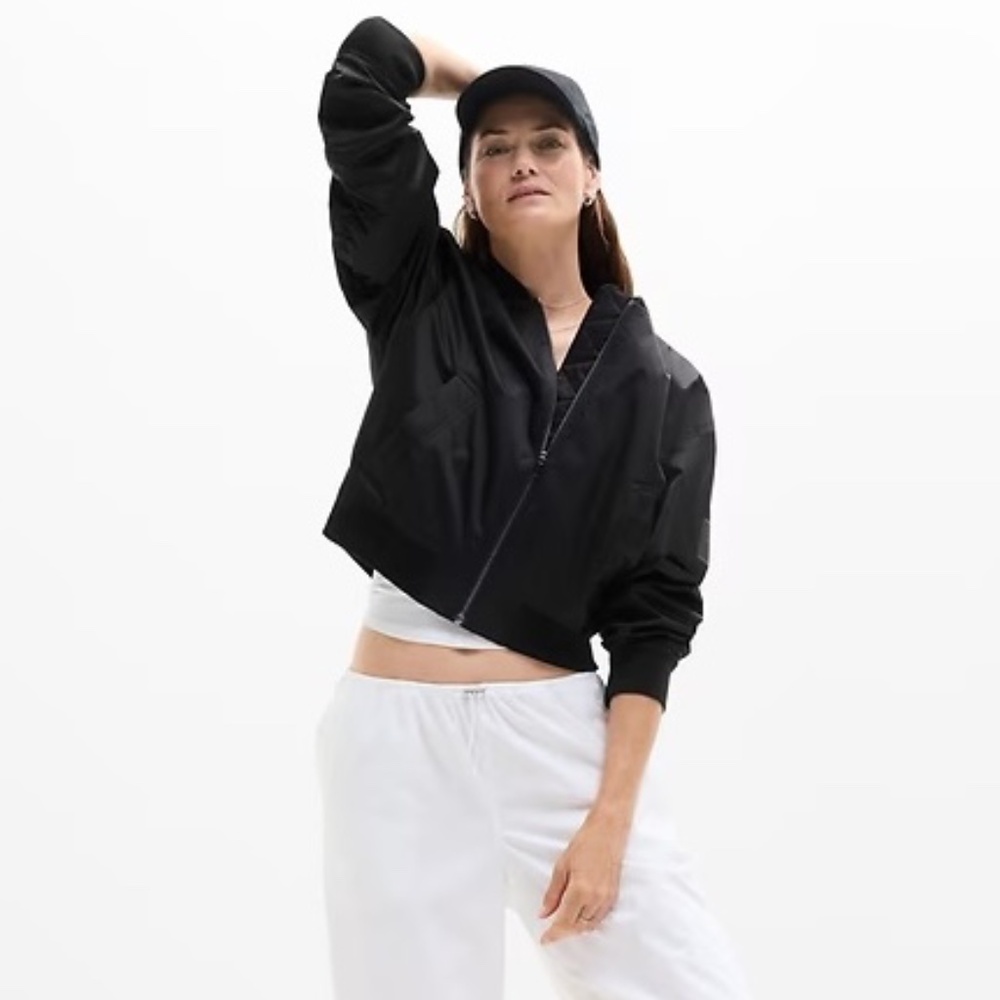 Athleta Flex Bomber Jacket in Black sz L NWT